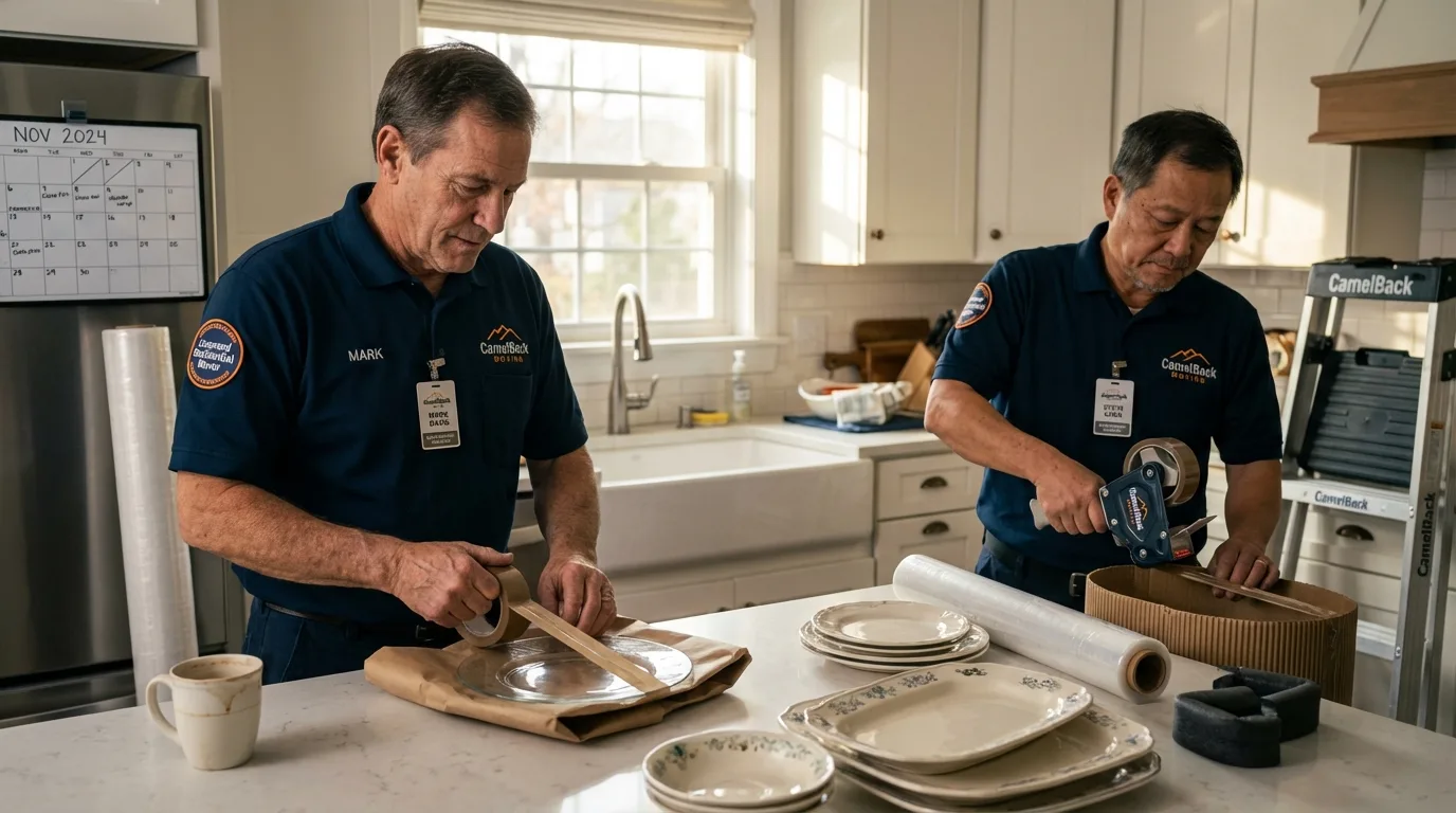 Professional crew packing kitchen dishware in Eagle Mountain, UT
